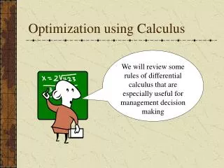 Optimization using Calculus