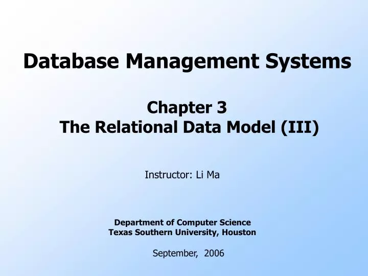database management systems chapter 3 the relational data model iii