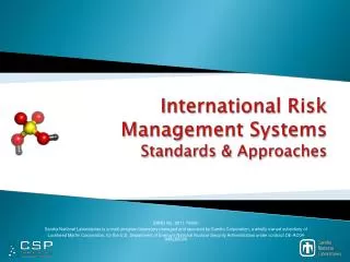 International Risk Management Systems Standards &amp; Approaches