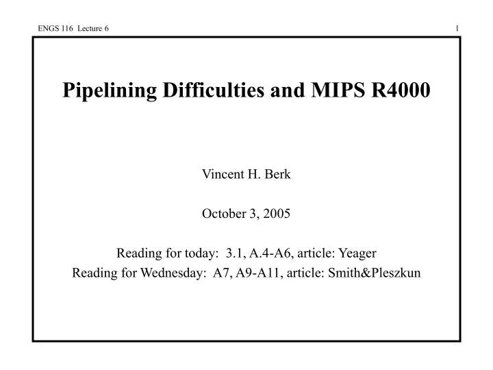 pipelining difficulties and mips r4000