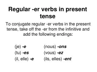 Regular -er verbs in present tense