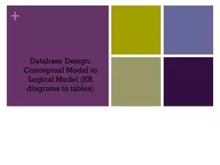Database Design: Conceptual Model to Logical Model (ER diagrams to tables)