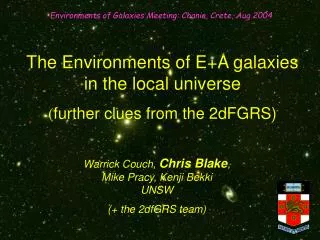 The Environments of E+A galaxies in the local universe ( further clues from the 2dFGRS)