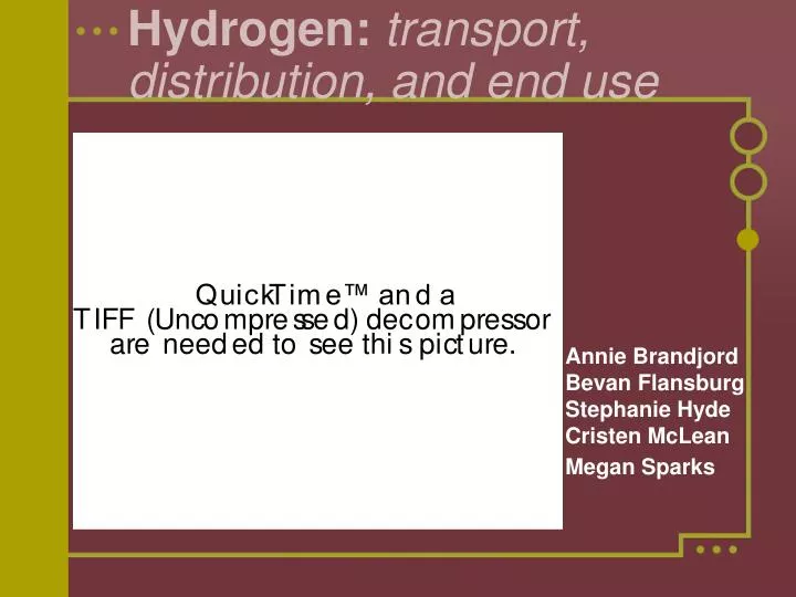 hydrogen transport distribution and end use