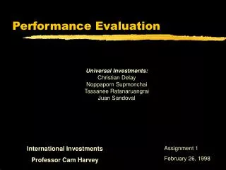 Performance Evaluation