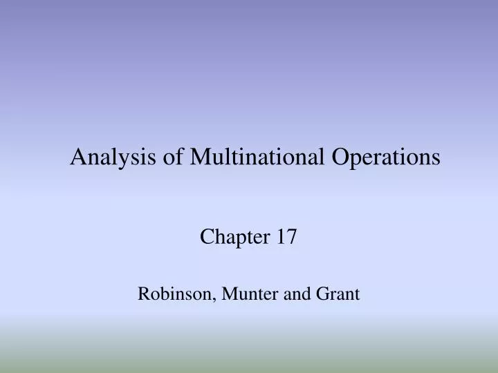 analysis of multinational operations