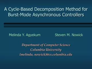A Cycle-Based Decomposition Method for Burst-Mode Asynchronous Controllers