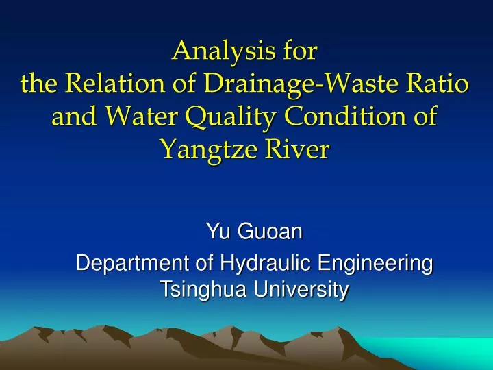 analysis for the relation of drainage waste ratio and water quality condition of yangtze river