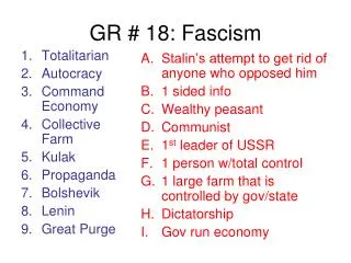 GR # 18: Fascism