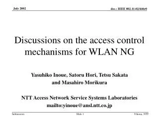 Discussions on the access control mechanisms for WLAN NG