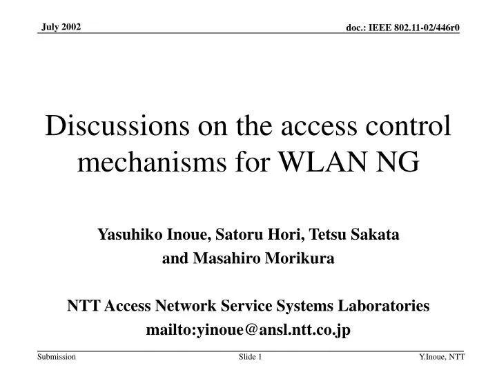 discussions on the access control mechanisms for wlan ng