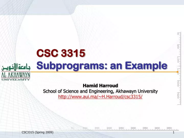 csc 3315 subprograms an example