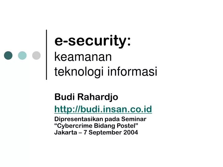 e security keamanan teknologi informasi