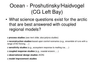 Ocean - Proshutinsky/Haidvogel (CG Left Bay)