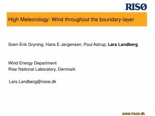 High Meteorology: Wind throughout the boundary-layer