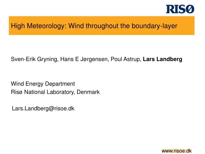 high meteorology wind throughout the boundary layer