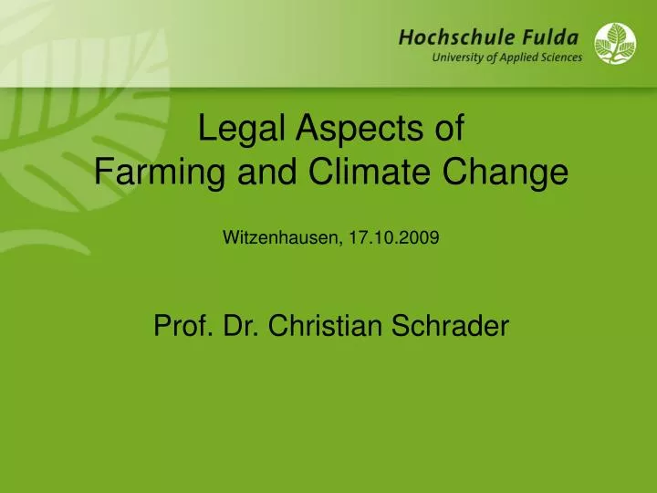 legal aspects of farming and climate change