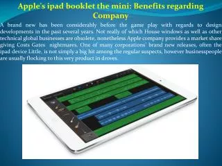 Apple's ipad booklet the mini Benefits regarding Company