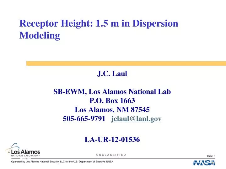 receptor height 1 5 m in dispersion modeling