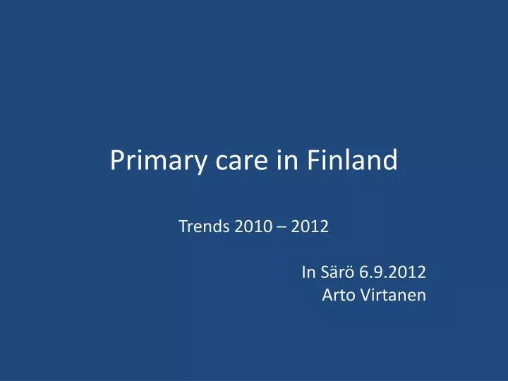 primary care in finland