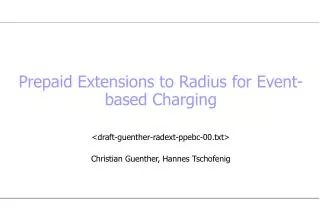 Prepaid Extensions to Radius for Event-based Charging