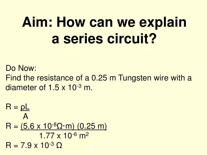 aim how can we explain a series circuit