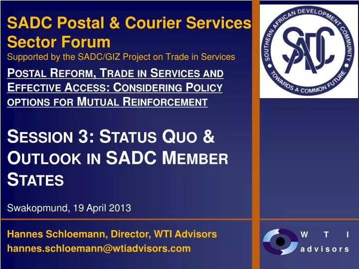 sadc postal courier services sector forum supported by the sadc giz project on trade in services