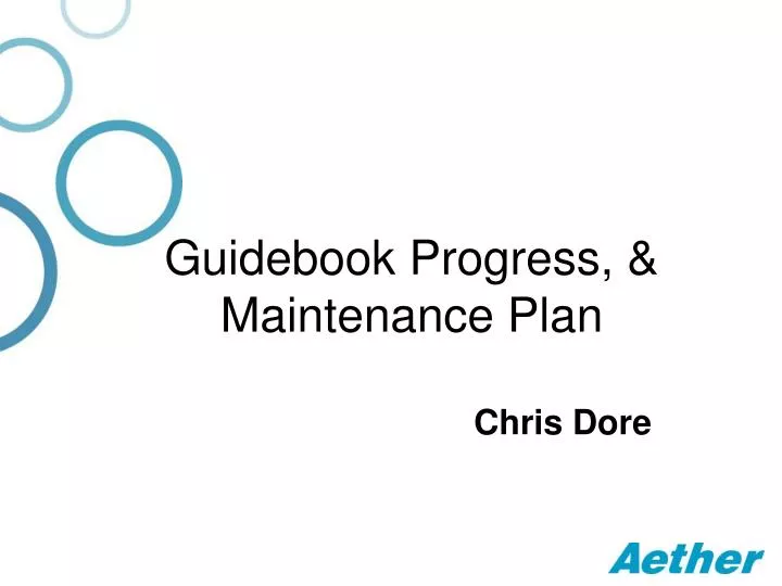 guidebook progress maintenance plan