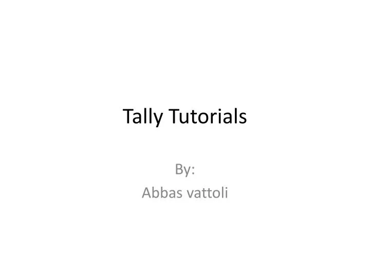 tally tutorials