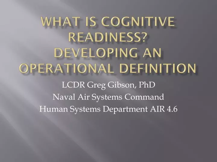 what is cognitive readiness developing an operational definition