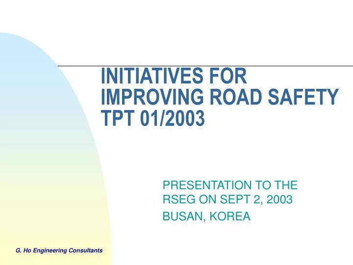 initiatives for improving road safety tpt 01 2003