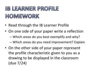 IB Learner Profile Homework