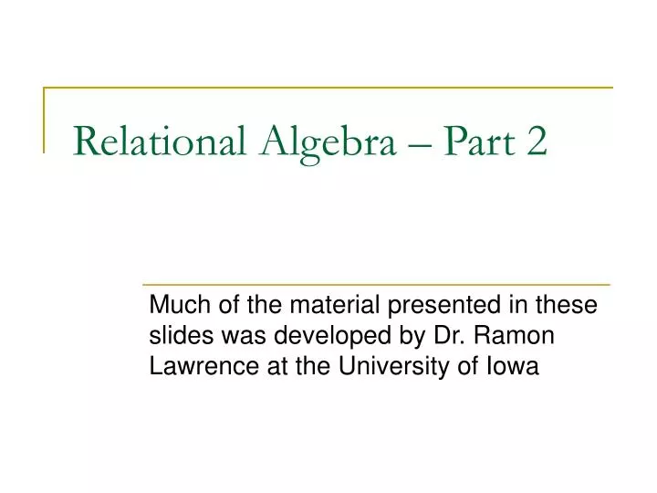 relational algebra part 2