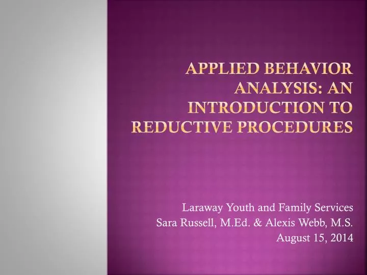 applied behavior analysis an introduction to reductive procedures