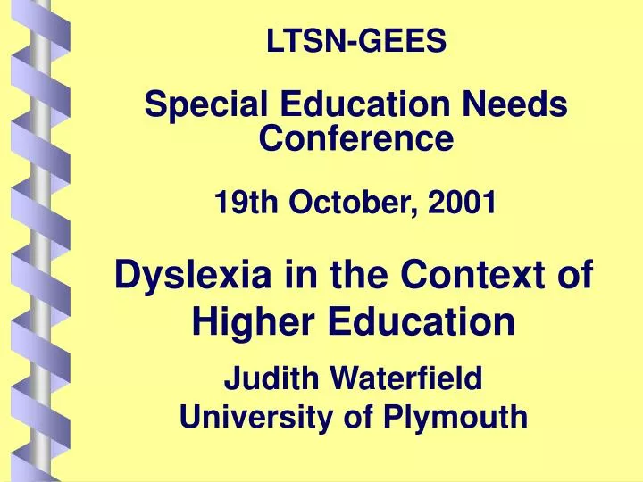 ltsn gees special education needs conference 19th october 2001