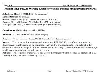 Project: IEEE P802.15 Working Group for Wireless Personal Area Networks (WPANs)