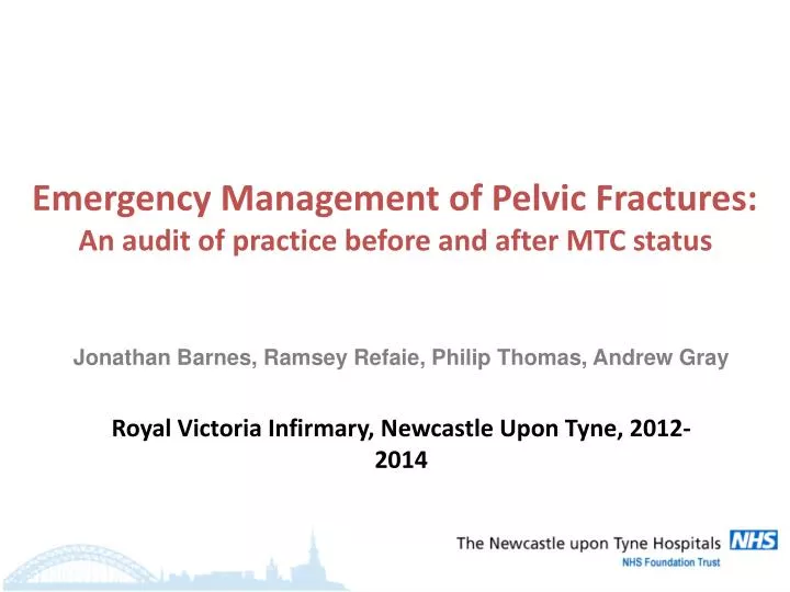 emergency management of pelvic fractures an audit of practice before and after mtc status