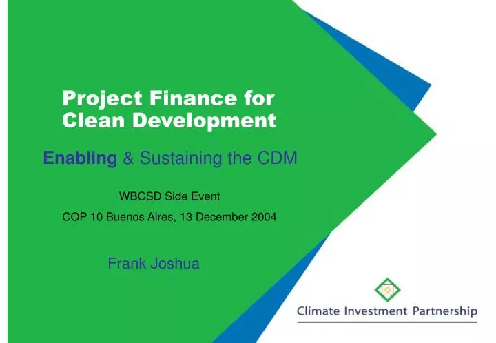 project finance for clean development