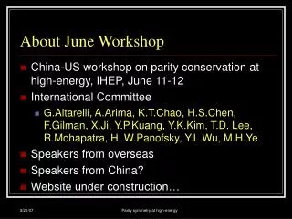 About June Workshop