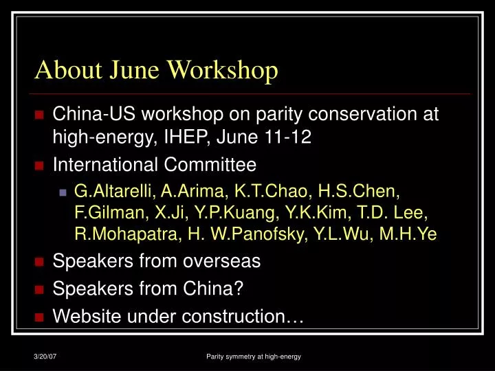 about june workshop