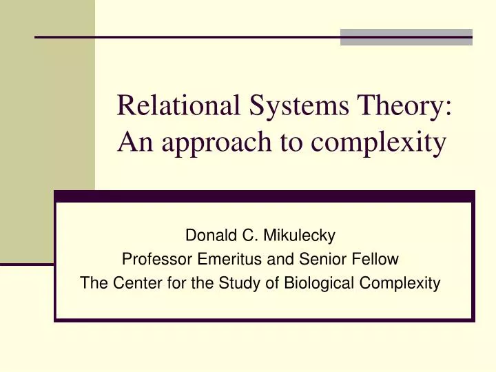 relational systems theory an approach to complexity