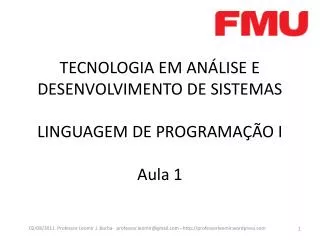 tecnologia em an lise e desenvolvimento de sistemas linguagem de programa o i aula 1