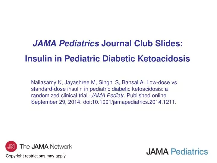 jama pediatrics journal club slides insulin in pediatric diabetic ketoacidosis