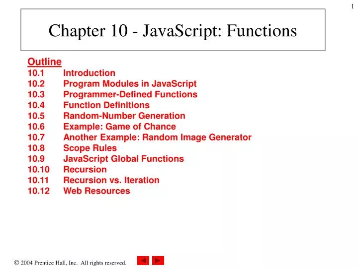 chapter 10 javascript functions