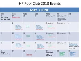 HP Pool Club 2013 Events