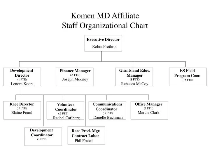 komen md affiliate staff organizational chart