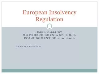 European Insolvency Regulation