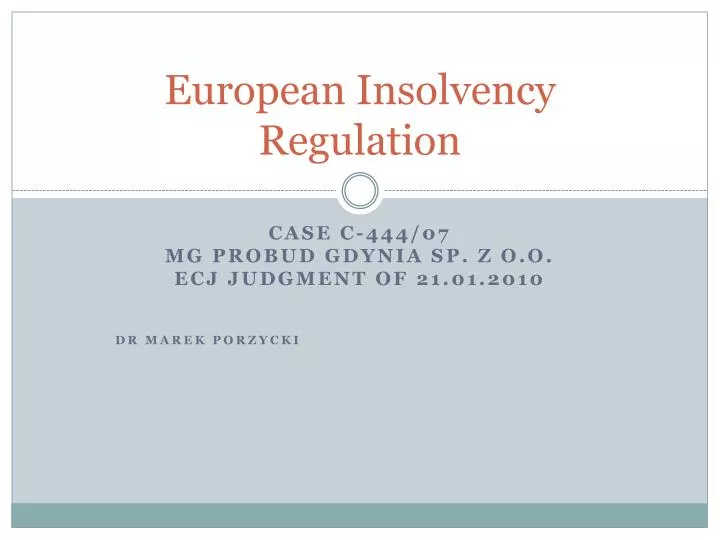 european insolvency regulation