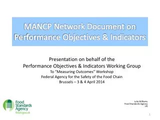 MANCP Network Document on Performance Objectives &amp; Indicators