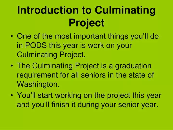 introduction to culminating project
